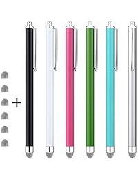 Lápiz capacitivo punta de fibra, chaoq 6 pcs plumas Stylus para iPhone iPad Samsung Galaxy Blackberry Kindle todos los dispositivos de visualización táctil + 6 Extra Malla reemplazable Punta de Fibra