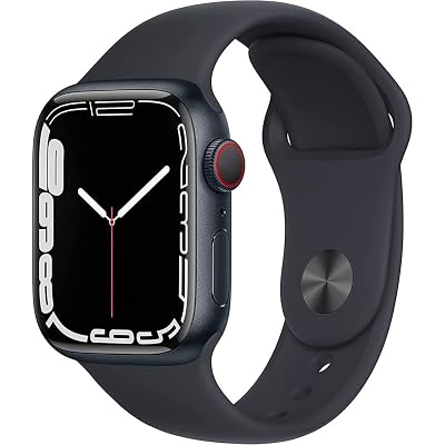 Apple Watch Series 7 GPS + Cellular, 45mm Midnight Aluminum Case with Midnight Sport Band - Regular (Renewed)