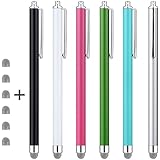 CHAOQ Touch Stylus Pen, Hybrid Mesh Fiber Tips Stylus (6 Pcs, Black, White, Pink, Green, Sky Blue, Silver) for all Capacitive Touch Screen Cell Phones, Tablet, Kindle Fire + 6 Extra Replaceable Tips