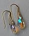 24K Yellow Gold Plated Sterling Silver 925 Blue Aurora Borealis with Imitation of Crystals Drop Hook Earrings