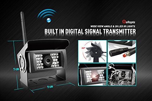 Wireless Backup Camera and Monitor Kit Reverse Rearview Cam Digital Signal 2018 Update for Truck/Trailer/Bus/RV/Pickups/Camper/Motorhome/Van When Reversing Parking Backing Up