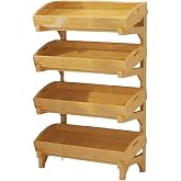 Wooden Storage Rack, 3/4 Layer Fruit Rack, Multi-layer Countertop Storage Rack, Suitable for Kitchen, Restaurant, Counter, Living Room(Khaki,4 Tier 66)