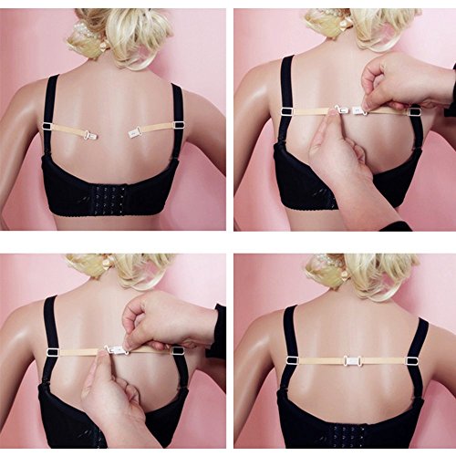 LOHOME Bra Strap Holder, Women's Elastic Anti-Slip Bra Shoulder Straps with Buckle Bra Accessories Pure Color Pack of 5