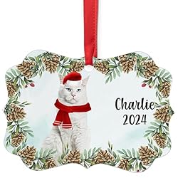 White Maine Coon Cat Christmas Ornament 2024