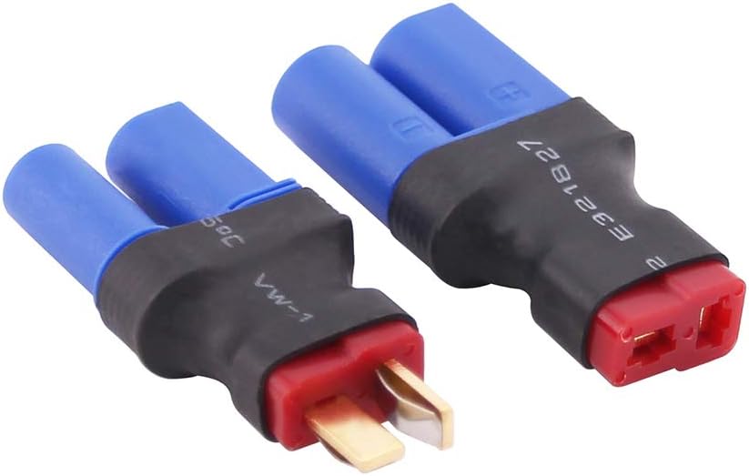 OliRC 4pcs EC5 to T-Plug Deans Style Male Female RC Connector Adapter(C82-4), Blue and Red, Small - Image 5