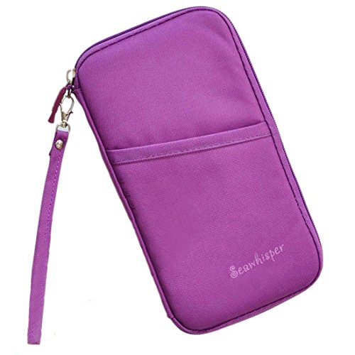 Seawhisper Reiseorganizer Dokumententasche Reisebrieftasche Reisepasshüllen Wasserdicht Pass-Brieftasche mit Handschlaufe & Reißverschluss, für Münzen, Stift, Kreditkarten, Flugkarten, Passport