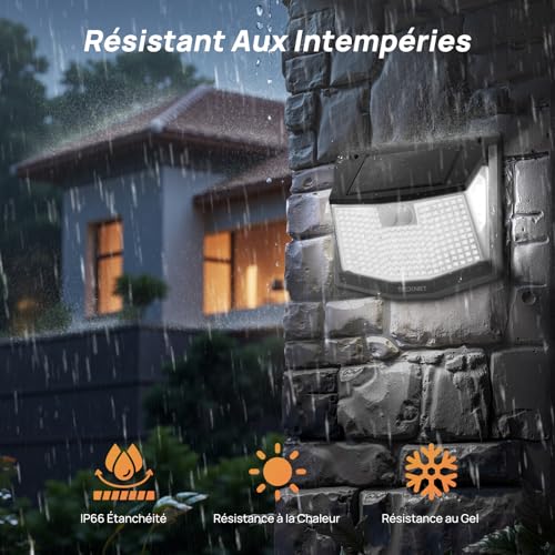 TECKNET Outdoor Solar Light, Solar Spotlight with 300° Light, 4pcs | 248 LEDs Outdoor Solar Wall Light IP66 Waterproof 3 Modes with Motion Sensor for Garden Driveway Garage