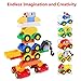 burgkidz 63 Pieces Building Block Toy Cars with Suitcase and 2 Pack Road Baseplate - 8 Different Models Toddler Vehicle Building and Construction Play Gift Set ¡­