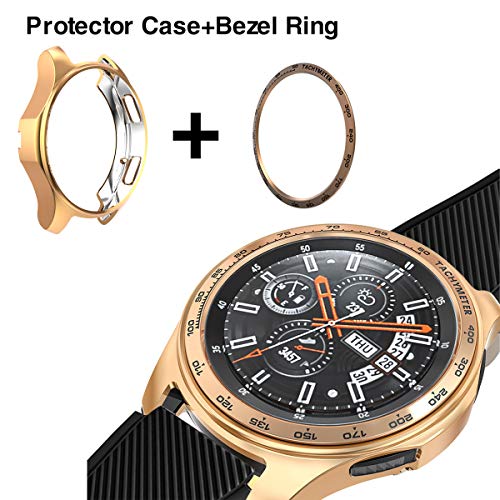 [2 Pack] JZK Samsung Galaxy Watch 46mm/Gear S3 Frontier & Classic Bezel Ring,Adhesive Cover Anti Scratch & Collision Protector Bezel Loop + Protector Case for Galaxy Watch 46mm Smartwatch Accessories - Thumbnail 7