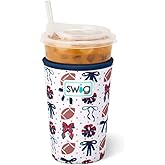 Swig Life Medium Iced Cup Coolie, Standard 22oz Iced Coffee Cup Insulator Sleeve with Handle, Neoprene Insulated Coolie Keeps Drinks Cold (We've Got Spirit Navy + Red)