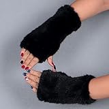 Valpeak 8'' Womens Winter Mittens Knitted Mink Fur Fingerless Gloves