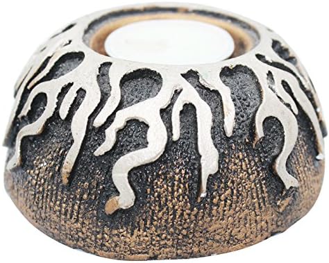 Round Black Copper Candle Holder 12 x 7 x 5 inches (Black Copper) - CompositeTealight Candle Holders for Weddings, Parties and Home Decor-by MeDecor