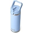 YETI Rambler 18 oz Bottle, Vacuum Insulated, Stainless Steel with Color Matching Straw Cap, Big Sky Blue