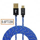 Hi-mobiler® 6.6ft High Speed Tangle-Free Nylon Braided USB2.0 A Male to Micro B Cable with Aluminum Shell and Gold-Plated Connectors for Samsung LG HTC and Other Tablet Smartphone (Blue)