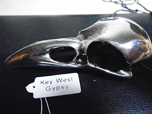 KEY WEST GYPSY Biker/Wiccan Jewelry Massive Solid Raven Skull Pendant Necklace Silver or Brass 81 mm high Weight 81 Grams. Silver Plated, carbonised, Authentic,New with tag 10 Year Guarantee