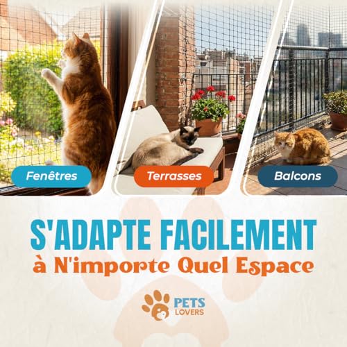 Petslovers Anti-UV Reinforced Stainless Steel Cat Balcony Net 8 x 3 m Black | Mounting Kit without Drilling, Includes 2 Toys, Cat Balcony Net, Cat Protection Net, Cat Window Netting, Nets