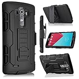 LG G Vista Case, StarShop iRobot Dual Layer Holster Case with Kickstand and Locking Belt Swivel Clip + Premium HD Screen Protector Black