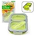 Collapsible Lunch Box- Silicone Kids Food Storage with Two Compartments and Utensil by D'Eco