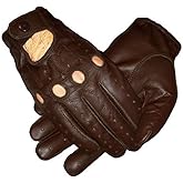 Genuine Leather Driving Gloves for men (Brown, Large)