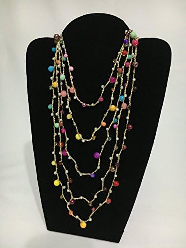 Crochet Necklace multicolor pearls