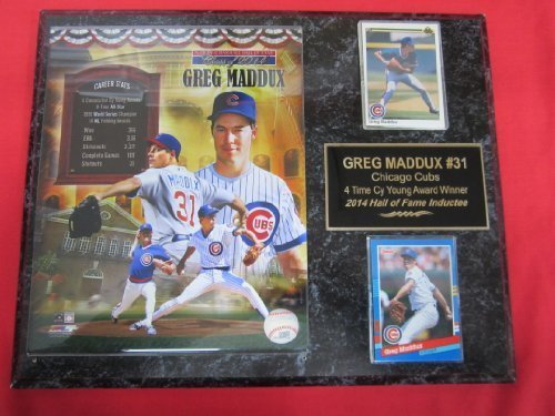 Greg Maddux Cubs Hall of Fame 2 Card Collector Plaque w/8x10 Photo!