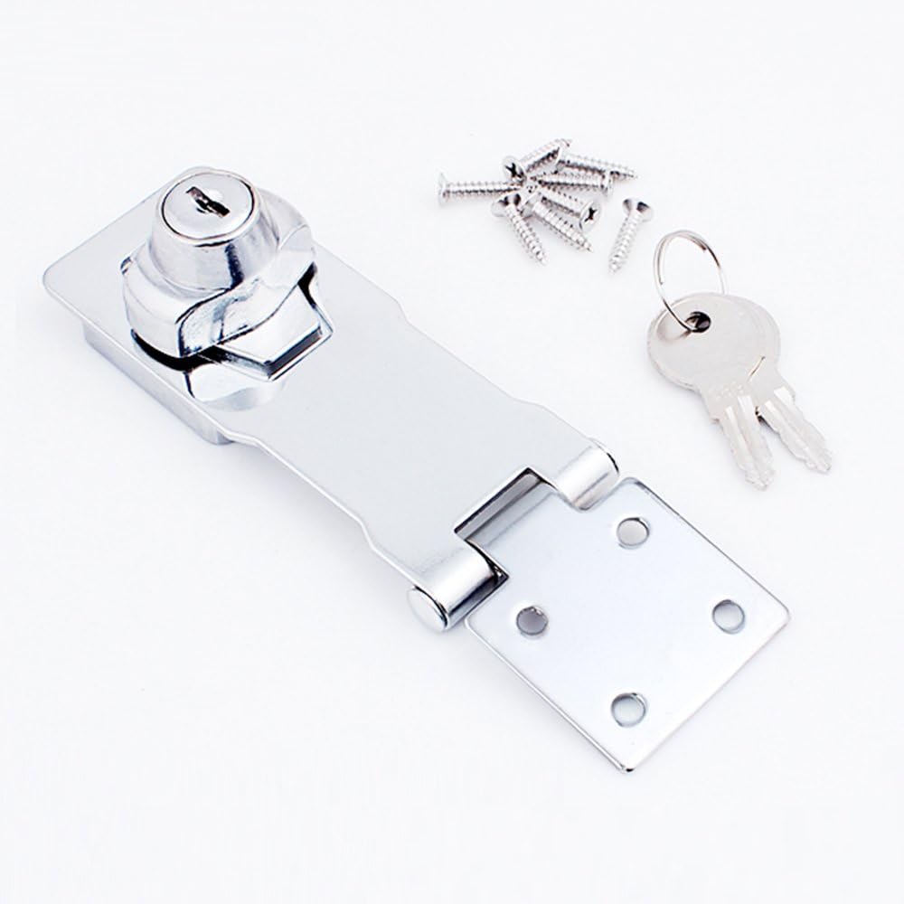1 Pack 105mm Lock Hasp Door Bolt Latch Buckle with Padlock and Keys Locking Hasp for Cabinets Cupboard Drawer Gate - Image 5