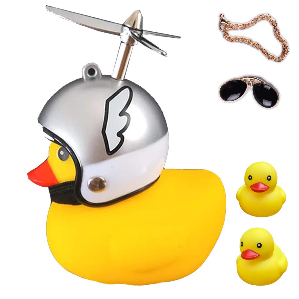 ACEDOAMARE Duck Bike Bell, Cute Rubber Yellow Duck Bicycle Accessories with LED Light Propeller Helmet Squeeze Horns for Cycling Motorcycle Car Handlebar Bicycle (Wings)