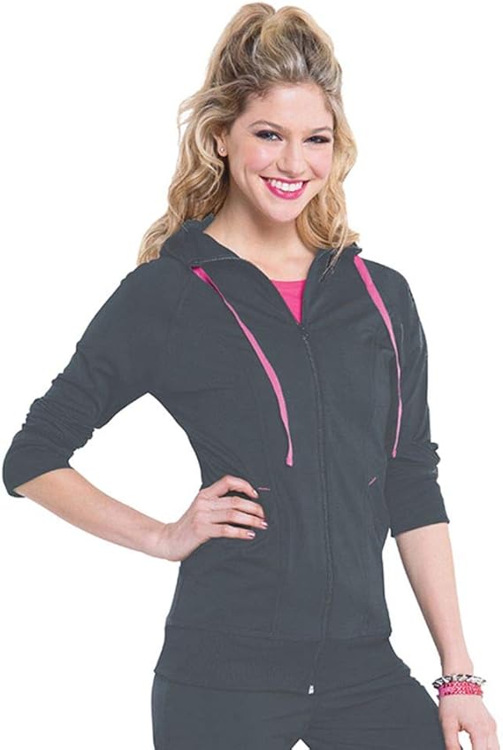 Smitten Women’s Contemporary Fit Façade Hooded Scrub Jacket Graphite S Clothing