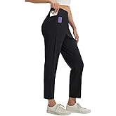 baleaf Women's Petite Casual Pants with 3 Pockets 25" Ankle Golf Pant Pull On Stretchy 7/8 Travel Work Slacks