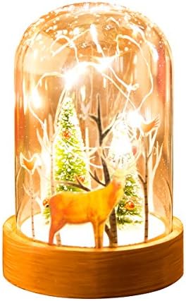 Micro Christmas Tree Landscape Light Table Lamp Glass Dome Lamp Wishing Bottle Night Light Tabletop Decoration for Party Home Bedroom &amp; Best Xmas Gift for Adults kids