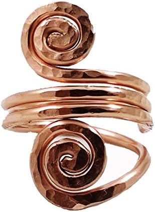 Elaments Design Solid Copper Ring Running Spirals Sequence Hand Hammered Size 8