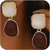 Statement Gold Drop Earrings Dangly for Women Dainty Unique White Dark Red Crystal Dangle Stud Earring Minimalist Geometric Prom Party Jewelry Gifts