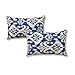 Greendale Home Fashions Rectangle Outdoor Accent Pillows in Coastal Ikat (Set of 2), Azule