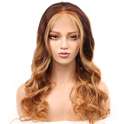 Brazilian-Ombre-Body-Wave-Lace-Front-Wigs-for-Women-Middle-Part-Ombre-Human-Hair-Wigs-Ombre-Color-427-Lace-Front-Wigs-150-Density-Pre-Plucked-with-Baby-Hair-SPARKLE-DIVA-18inch-Body-Wave