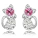 Cat Stud Earrings Screw Back Earring Pink Crystal EGW156