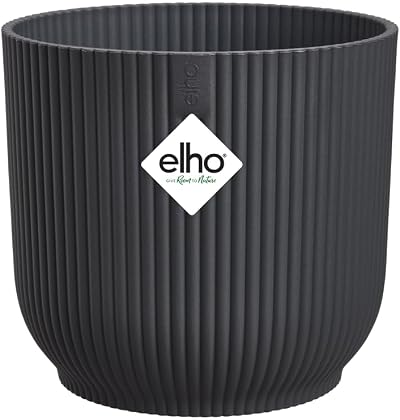 elho Vibes Fold Round 30 Plant Pot 100% Recycled Plastic Black Ø29.5xH27.2