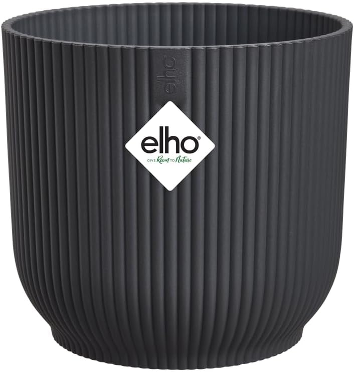 elho Vibes Fold Round 30 Plant Pot 100% Recycled Plastic Black Ø29.5xH27.2