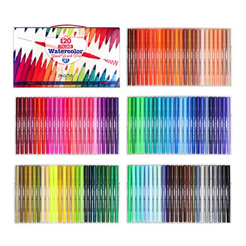 Pagos-120-Colors-Dual-Brush-Pen-Set-Watercolor-Art-Markers-With-Two-Sided-Tips-Bright-and-Vivid-Colors-Acid-Free-120-Different-Shades