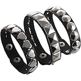 TURTLEDOVE Punk Leather Cuff Bracelet, Emo Leather Wristband Studded, 80s Punk Rock Accessories for Men Women