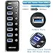 USB 3.0 Hub, Hhusali 7-Port SuperSpeed USB 3.0 Hub With 1 USB Charging Port and Power Supply Adapte