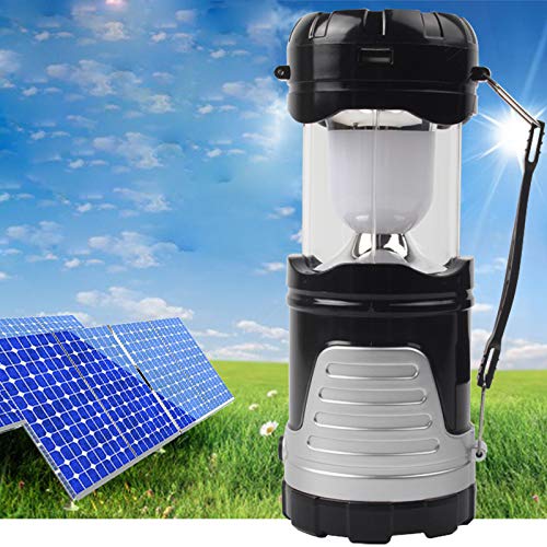 Beyonds Camping Lantern - Collapsible Outdoor Solar Camp Lamp LED Camp Light with Solar Panel USB Charger, for Hiking Tent Garden, Waterproof Tent Lamp, Fishing Lights, Portable Handheld Flashlight