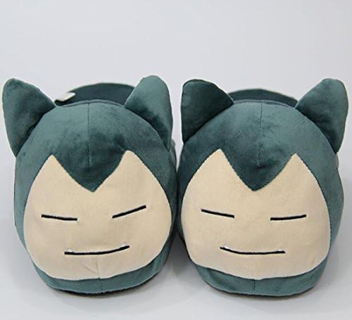Follow918 Cartoon Pocket Monster Green Snorlax Pattern Creative Plush Slippers Soft Warm House Shoes for Winter Gift for Lovers Families Friends