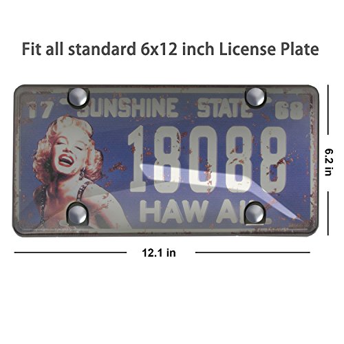 License Plate Cover, Airkoul 2 Pcs Tinted Smoke Unbreakable License Plate Frame With Screw Tinted Plate Shields - Thumbnail 2
