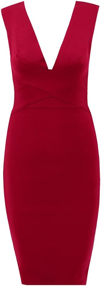 HLBandage Deep V Neck 2018 Women Sleeveless Cross Rayon Solid Bandage Dress