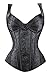 Kimring Women's Gothic Jacquard Shoulder Straps Tank Overbust Corset Bustiers