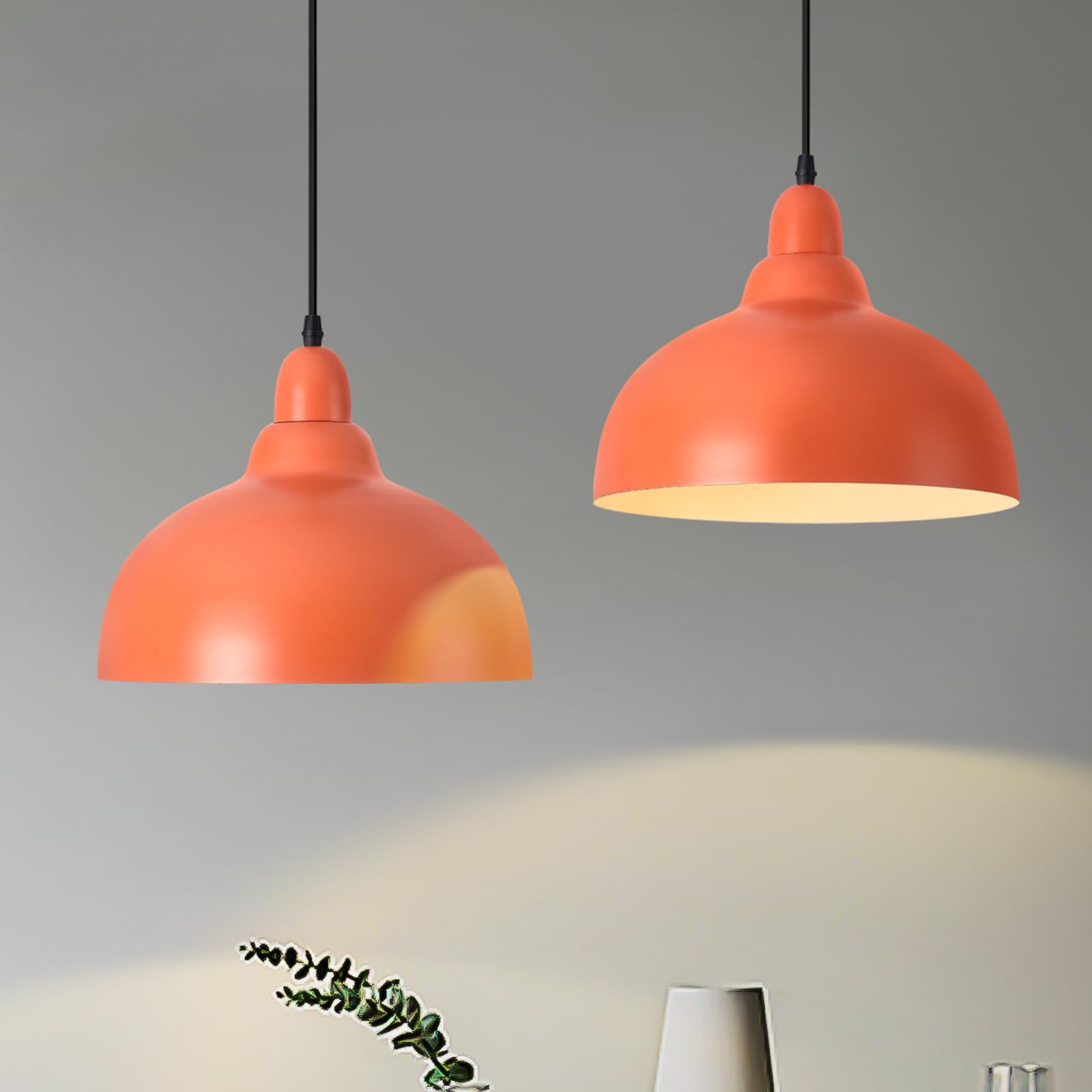 Photo 1 of 1 Pack 11.8" Orange Mid Modern Century Pendant Light ,MCM Orange Hanging Pendant Lights,Light Kitchen Island Dome Pendant Light, Modern Pendant Lights Dome Chandelier for Kitchen Island Dining Room