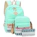 Bluboon School Backpack Set Students Casual Travel School Bookbag Teens Girls Boys Schoolbag (Green)