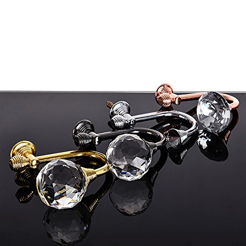 Ya Jin 2X Clear Glass Crystal Curtain Holdbacks Wall Mounted Tieback Door Hook Tassel Holder Home Decoration, Black