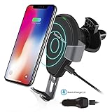 Wireless Car Charger, Fast Wireless Charging Mount Air Vent Gravity Phone Holder Cradle Car Charger w/ Quick Charge 3.0 for iPhone X/8 Plus/8, Samsung Galaxy S8 and All Qi-enabled Devices