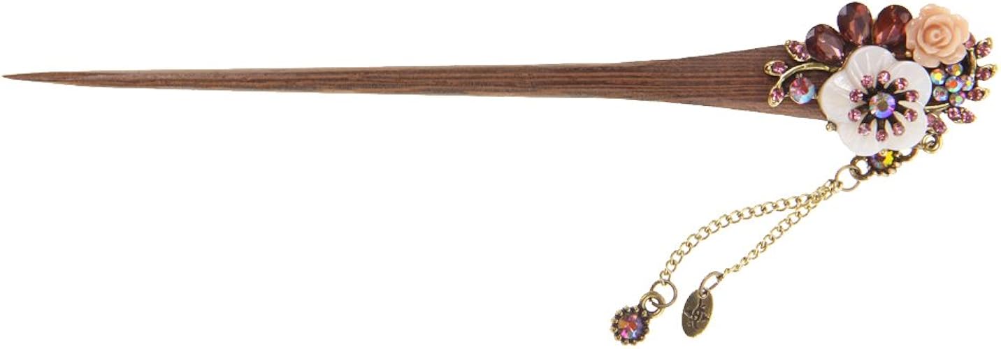 Amazon 天然木 かんざし ヘアピン 古典的 ヘアアクセサリー 髪飾り クリスタル付き ブラブラ エレガント 全3色 パープル ピン コーム 通販